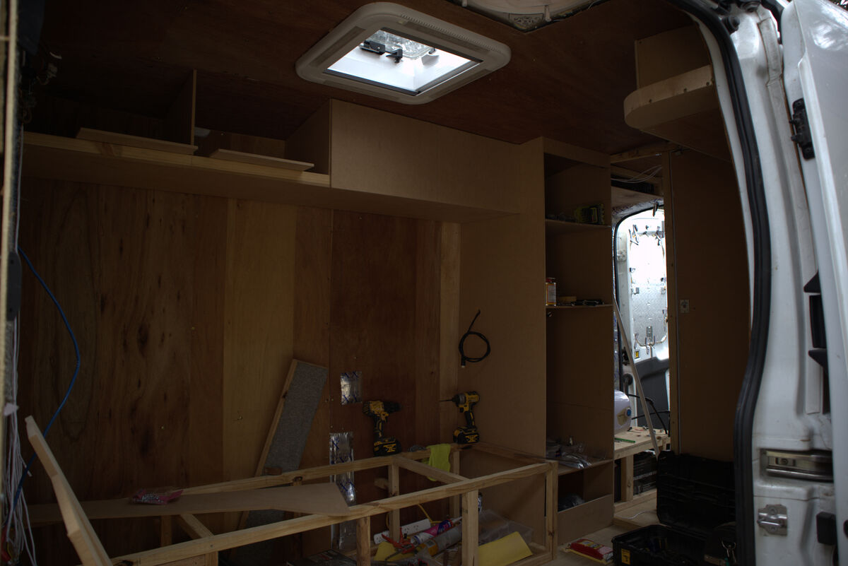 Cupboards being installed